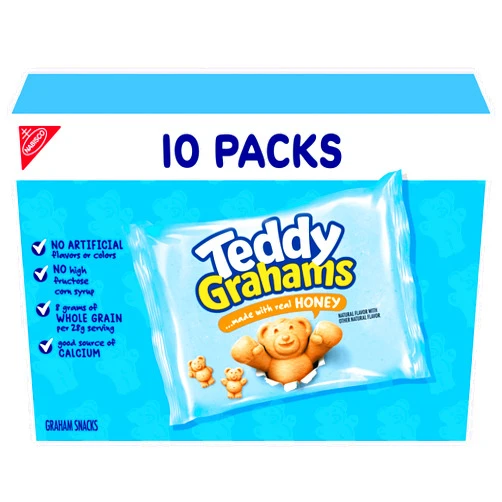 TEDDY GRAHAMS Honey Graham Snacks, 10 Kids Snack Packs