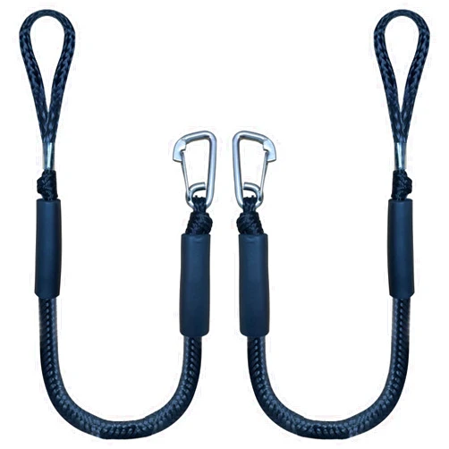 Iririi 3FT Bungee Dock Line Boat Ropes for Docking Line Mooring Rope with Stainless Steel Clip Accessories for Boats 2pcs