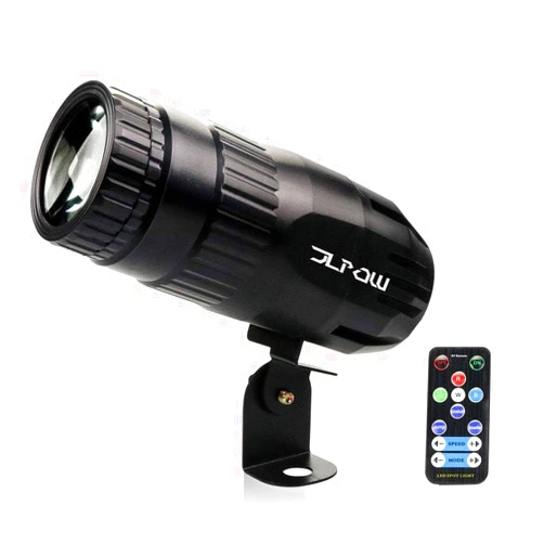 JLPOW Pinspot Light with Remote, JLPOW Super Bright Mirror Ball Spotlight, Mini 15W RGBW LED Beam Spot Lights Stage Effect Lighting, Best for DJ Disco Party Bar Club Show Wedding Children's Theater
