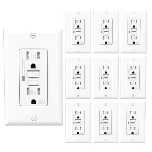 WEBANG [10 Pack] WEBANG Self-Test GFCI Outlets, Tamper-Resistant and Weather-Resistant, GFCI Receptacle with LED Indicator, Decorative Wall Plates and Screws Included, 15 Amp/125 Volt, UL Listed, White