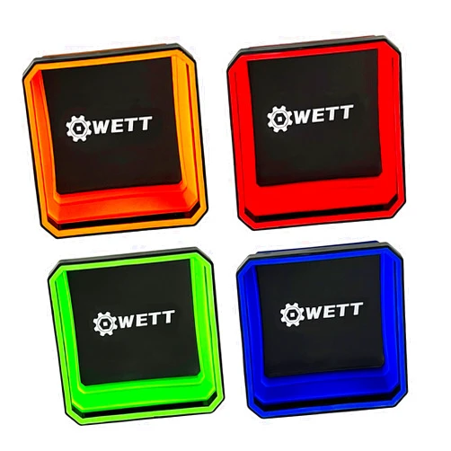 WETT Collapsible Magnetic Parts Tools Tray Set, 4-Pack Foldable 4.5” Square Silicone Bowls with Double Sided Magnetic Base, for Storing Bolts, Screws, Nuts, Pins, Washers and Other Small Metal Parts