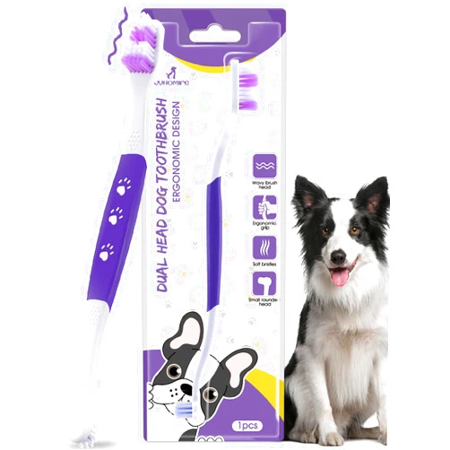 VVHOMIFE Dog Toothbrush - Dual Head Dog Tooth Brush Newly Upgraded 60° Wavy Brush Head - Surrounds Teeth Like a Cloud for Dog Dental Care and Cleaning-Suitable for Large/Medium Dogs