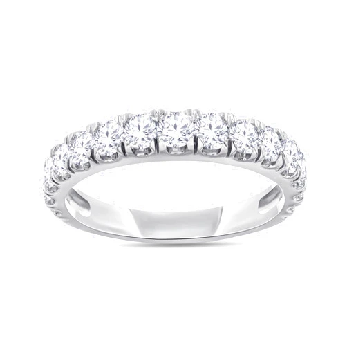 AFFY 1 Carat (ctw) Half Eternity Style Ring, Lab Grown Diamond Wedding Band Ring For Women In 14k Gold Over 925 Sterling Silver Jewelry Gifts For Her (1 Ct)