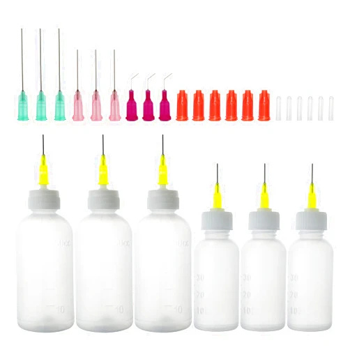 SHAOTONG 6Pcs Syringe Bottle with 15Pcs Dispensing Needles and 12Pcs Cap (30ml+50ml)