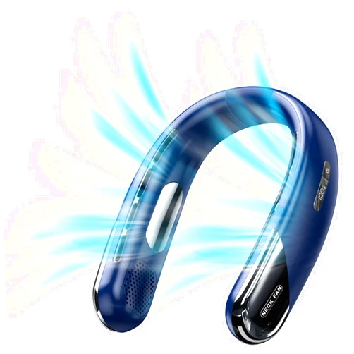 Refluxe Bladeless Portable Neck Fan 6000mAh Hands-Free Personal Air Conditioner, Rechargeable Neck Cooler for Cooling, Wearable Fan for Men and Women, Travel Essential Gift (Navy Blue)