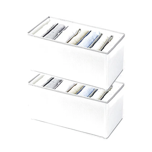 SANTUKEY Wardrobe Clothes Organizer for Jeans, Drawer Organizers for Clothing, Clothes Drawer Organizer with Support Board, Upgraded Foldable 7 Grids Clothes Organizer for Leggings, T-shirts, Pants
