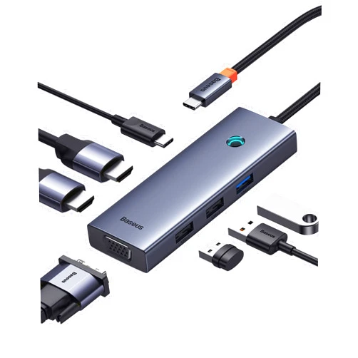 Baseus Docking Station Dual Monitor, Baseus 7 in 1 Laptop Docking Station 3 Monitors, USB C HUB with 4K HDMI, VGA, 100W PD, 3 USB for iPhone 15/MacBook/Dell/HP