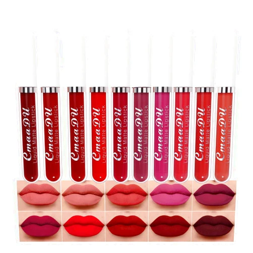 evpct 10Pcs Liquid Matte Matt Lipstick Set for Black Women, Dark Deep Bright Ruby Sexy Brick Mauve Plum Red Violet Purple Matte Lipstick Long Lasting Lipstick 24 hour Waterproof Lip Gloss