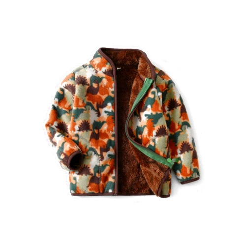 YUHANWOO Kids Printed Polar Fleece Jacket Toddler Baby Boys Girls Autumn Winter Warm Sherpa Lining Outerwear Soft Lightweight