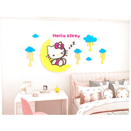 BPBeauty Co. 3D Acrylic Hello Kitty Wall Decoration Sticker for Baby Room, Bedroom, Game Room, etc. (Variation B) (XL - 170 x 76 cm)