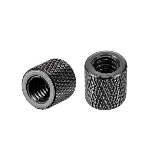 uxcell 1/4-20 x 10mm x10mm Aluminum Alloy Hand Screw Nuts Diamond Knurl Knurled Camera Tripod Pass Hole Nut Black 2pcs