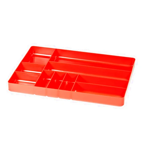 Ernst Manufacturing 10 Compartment Drawer Organizer: Heavy Duty Stackable Tray for Automotive Garage Tool Organization - Low-Profile Toolbox Storage - Nuts and Bolts, Tools, Parts, Easy to Clean - Red