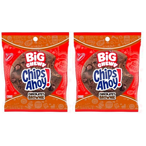 CHIPS AHOY! Big Chewy Chocolate Chip Cookies, Chocolatey Brownie, 2.5 oz (1 Cookie Per Pack) (Pack of 2)
