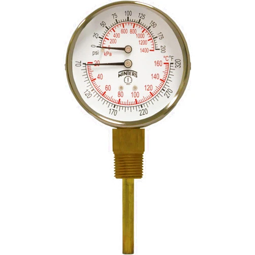 Winters Instruments Winters TTD Series Steel Dual Scale Tridicator Thermometer with 2