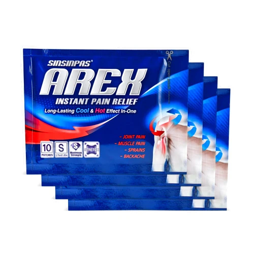 SINSINPAS Arex Small Cool & Hot Pain Relieving Patch 4 Pack, (40 Patches Total)