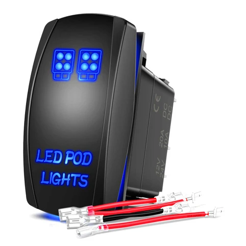 Nilight LED POD Lights Rocker Switch Led Light Bar Switch 5Pin Laser On/Off switches 20A/12V 10A/24V Switch with Jumper Wires Set for Cars,Trucks,RVs,2 Years Warranty