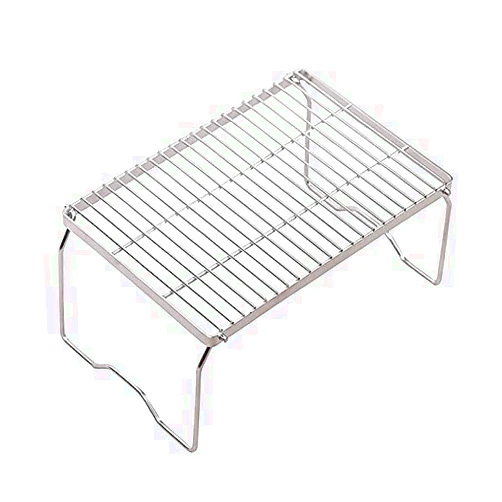 Phsmoo Folding Campfire Grill,Multi-Function Heavy Duty 304 Stainless Steel Grate,Portable Campfire Cooking Equipment Fire Pit Grate with Legs and Carrying Bag，Medium/Large