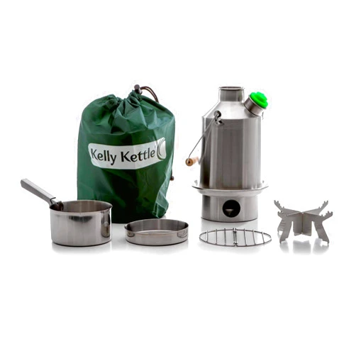 Kelly Kettle USA Scout 41 oz. Stainless Steel Kelly Kettle® Basic Kit (1.2 ltr) Rocket Stove Boils water Ultra Fast with just sticks/twigs. For Camping, Fishing, Scouts, Hunting, Emergencies, Hurricanes, Tornados