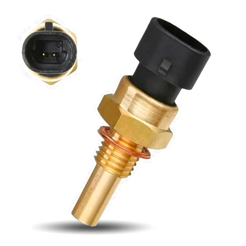 Icykale Pack-1 Car Engine Water Temperature Sensor, 2 Pin Plug and Play Original Replacement 15404280 12191170 60811520 12608814, ECT Temperature Sensor with Gasket, Compatible with Delphi (Gold)