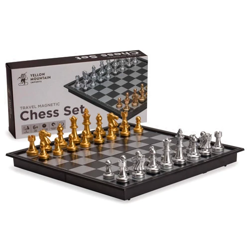 Yellow Mountain Imports Travel Magnetic Chess Set (9.8-Inch) - Folding and Portable Board Game