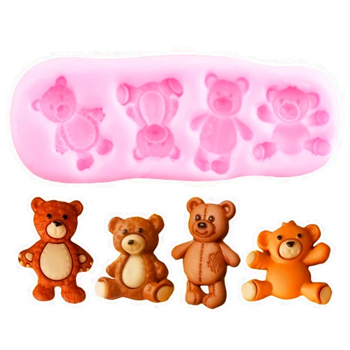 YIHUOMOLDS Bear Silicone Fondant Molds Cute Bear Mold For Baby Shower Cake Decorating Cupcake Topper Chocolate Candy Gum Paste Polymer Clay