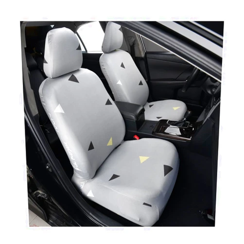 Ohleats 2 PCS Car Front Seat Cover, Printed Elastic Fabric Full Wrap Auto Front Seat Protect for Most Vehicles, Dust Proof Washable Split Automotive Seat Cover, Car Accessories (Triangle)