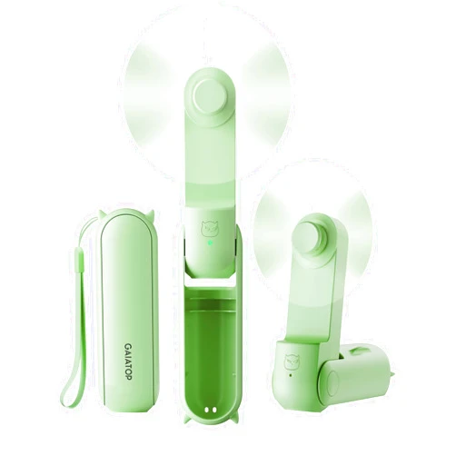 GAIATOP Portable Handheld Fan, 3 IN 1 Mini Foldable Travel Fans [17H Max Cooling Time] with Power Bank, Pocket Design USB Rechargeable for Travel Concert Lash Makeup, Summer Gifts for Women Girl Green