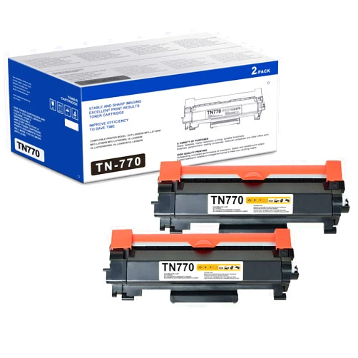 HIGCOR TN770 Toner Cartridge for Brother Printer - TN-770 Toner Compatible for HL-L2370DW, HL-L2370DW XL, MFC-L2750DW, MFC-L2750DW XL, TN770 2-Pack Super High Yield Black, (5,000 Pages/ Cartridge)