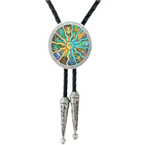 Juyovge Twelve Constellations Men'S Bolo Tie Souvenir, Colorful Sun Moon God Western Tie Lucky Gift For Men Women