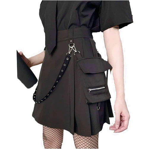 TSMNZMU Womens Punk Cargo Skirts Gothic Grunge Mini Skirts Emo Alt Skirt Mall Goth Harajuku Skirt with Pockets