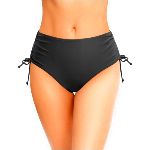 Zmart Women Full Coverage Bikini Bottom Adjustable Side Tie Swim Bottom with Side Ruched Mid Rise Bathing Swimsuit