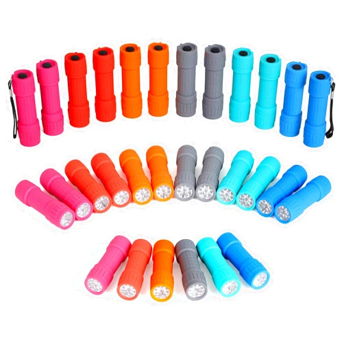 FASTPRO 30-Pack, 9-LED Mini Flashlight Set, AAA Batteries are Included and Pre-Installed, Perfect for Kids Gift, Class Teaching, Camping, Wedding Favor