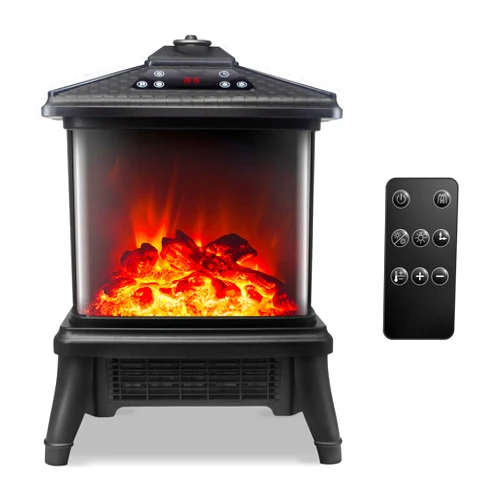 TOONLUPAL Electric Fireplace Heater with Remote 1500W Portable Freestanding Stove Heater Realistic Flame Effect 7 Colors& 3 Brightness for Indoor Use Overheating and Tip-Over Safety