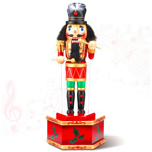 Jetec Nutcracker Music Box Wooden Nutcracker Soldier Toy Handmade Nutcracker Figures Christmas Nutcrackers Soldiers Wind up Musical Box Clockwork Christmas Music Box for Gift Home Decor (Cool Style)