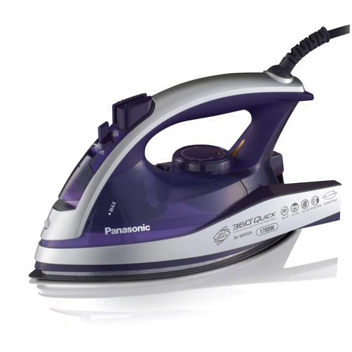 Panasonic Dry and Steam Iron with Alumite Soleplate, Fabric Temperature Dial and Safety Auto Shut Off – 1700 Watt Multi Directional Iron – NI-W950A, Purple