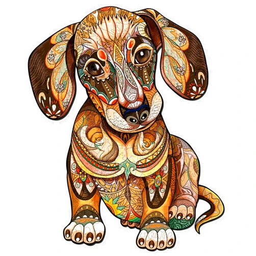Aeekdook Wooden Puzzles for Adults - 200 Pieces Dachshund Dog Puzzle Wood Puzzles Adult - Wooden Jigsaw Puzzles for Adults Unique Shape Relax Puzzles (M-11.8 * 9.8in)