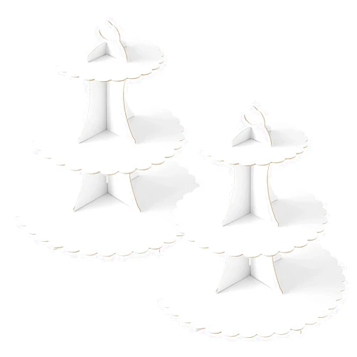 Soleebee 3-Tier Cupcake Stand, Cardboard Cupcake Tower, Dessert Cup Cake Stand Tower for Birthday Wedding Party Decoration, Cupcake Tier Stand 2 Set (White)