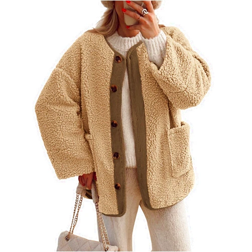 PRETTYGARDEN Women's Warm Winter Coats Casual Long Sleeve Button up Fuzzy Sherpa Fleece Jackets Outerwear