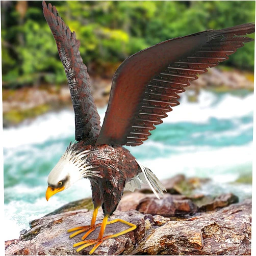Kircust Garden Sculpture & Statue, Bald Eagle Large Outdoor Statues Metal Yard Art, Majestic America Eagle Bird Décor for Patio Yard and Lawn, 40.6-Inch Wide