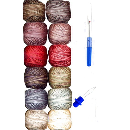 Valdani Embroidery Thread Perle Cotton Size 8 Hand-Double-Dyed Cindy Blackberg Collection Bundled with Artsiga Crafts Seam Ripper and Needle Threader (PC8-CindyBlk)