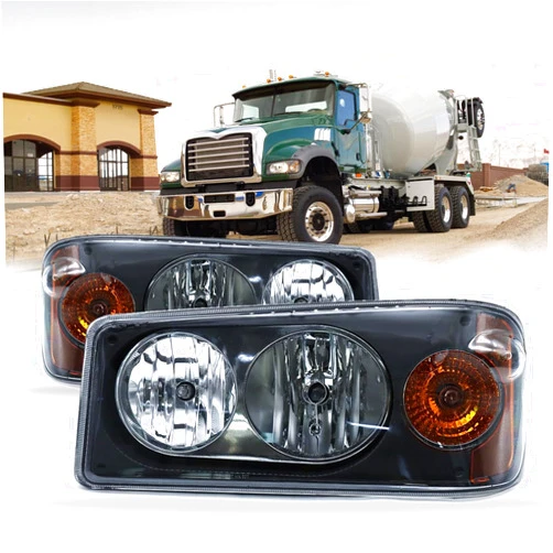 RUOZTEOO Headlights Assembly Fit for Mack Granite GU713 Lamp with Halogen Bulbs and Warm White,Both Sides Compatible with Select Mack Model Right Passenger,Left Driver Side (pair)
