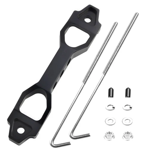 QUFA Battery Hold Down Bracket, Heavy Duty Battery Hold Down Sets, with Billet Aluminum Battery Tie Down Bracket and 18-8(304) Stainless Steel J Bolts, for Car Battery Mount Bracket Hold Lock Accessories