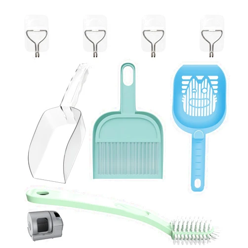 Dakeres Premium Cat Litter Scooper kit – The Ultimate Solution for a Clean and Tidy Environment Include Plastic Cat Litter Shovel, cat Litter Scoop,Pickers, Handheld Dustpan, Broom,Cleaning Brush，Paste Hook