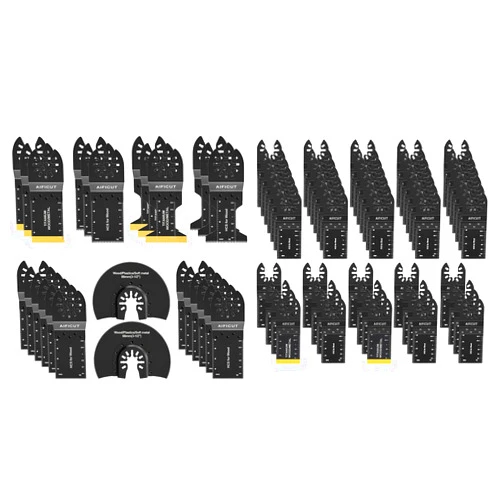AIFICUT 81PCS Oscillating Saw Blades, Universal Titanium Multitool Blades for Wood Plastics Metal, Quick Release Multi Tool Kits Fit Bosch Ryobi Milwaukee Rockwell Fein Makita