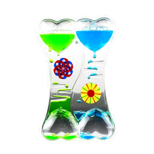 MGZY MG554zy0 Double Heart Liquid Motion Bubble Drip Oil Hourglass Timer Clock Kids Toy Gift Double Heart Liquid Motion Bubble Drip Oil Hourglass Timer Blue Green