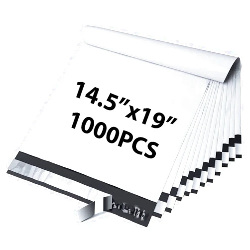 Elosh White Poly Mailers Shipping Envelopes, 14.5x19 inches, 2.5 Thickness, Waterproof, Self-Sealing, Multipurpose, Enhanced Durability (1000)