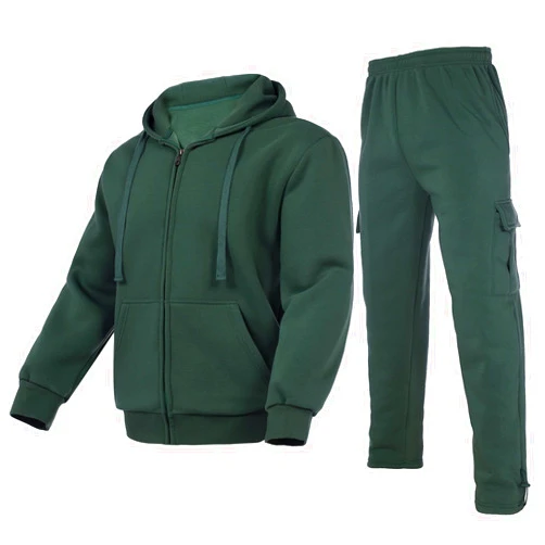 Bellnorth men's tracksuit sets outfit Activewear Full Zip fleece hoodie jacket cargo sweatpant casual sweatsuit 2 piece outdoor sportswear(Green,3XL)