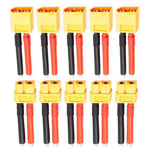 Tosiicop XT60 Connector Plug Cable- 10PCS Female and Male with 12AWG Silicon Wire Cables for RC Lipo Battery Connectors Drone Car Boat 40mm (5 Female and 5 Male)