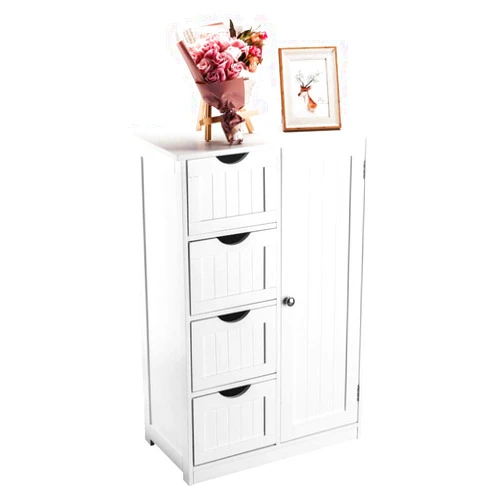 Gharpbik Wooden Bathroom Storage Cabinet Organizer with 4 Drawers White for Better Homes and Gardens Office