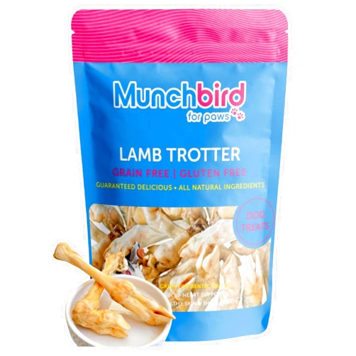 Munchbird Lamb Trotter Dog Treats Lamb Feet Natural Glucosamine for Dogs Chondroitin Joint Supplement Lean Hypoallergenic Protein Rawhide Free Safe Bones Alternative to Lamb Cheek, Duck Feet, Pig Ears